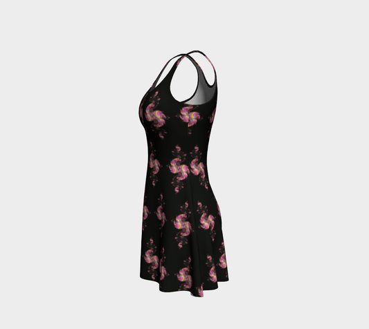 Women's Pink Paisley Short Flared Dress