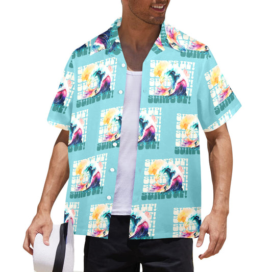Surf's Up Men's All Over Print Hawaiian Shirt (Made in USA)