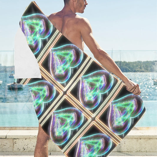 Toalla de playa "Corazones Eléctricos" - 76 x 152 cm (Hecha en EE. UU.)