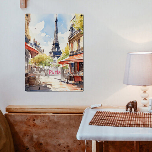 Eiffel Tower Paris France Metal Sign - 12" x 16 " (Made in USA)