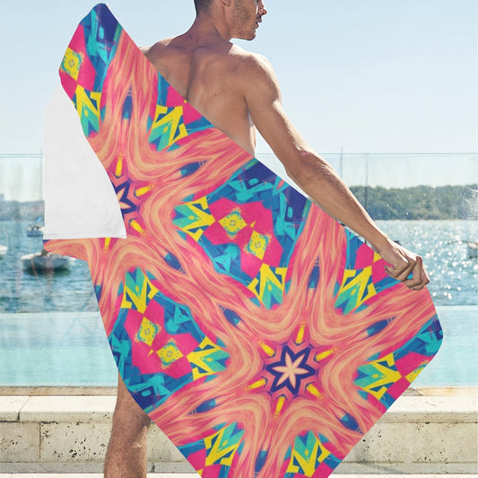 Toalla de playa con estrellas de colores apagados - 76 x 152 cm (fabricada en EE. UU.)