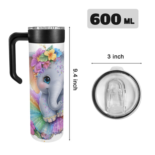Baby Elephant 600ml Insulated Water Bottle with Screw On Handle