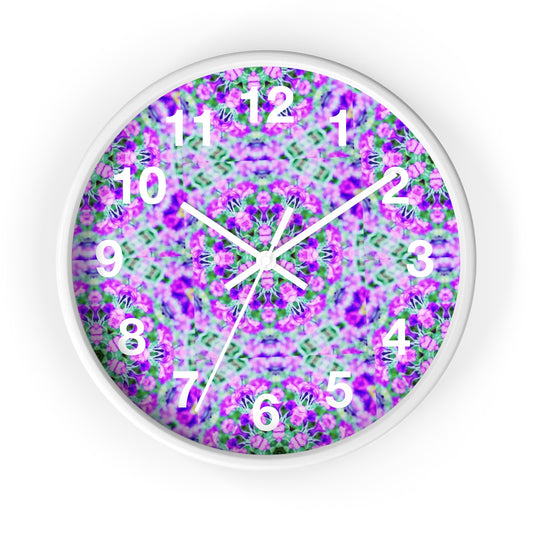Purple and Lavender Flower Pattern Wall Clock - Shell Design Boutique
