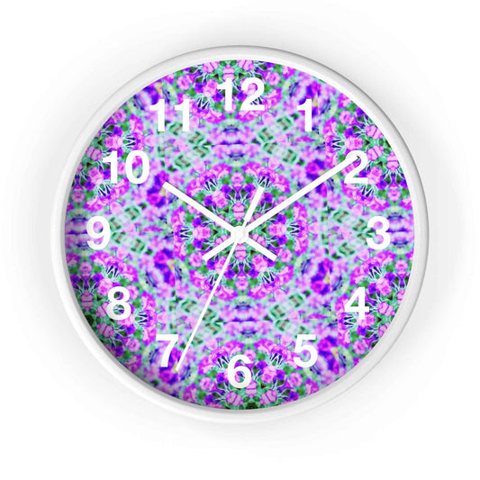 Purple and Lavender Flower Pattern Wall Clock
