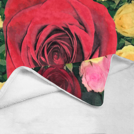 Red and Yellow Roses Ultra-Soft Micro Fleece Blanket 40" x 50" (Made in USA)