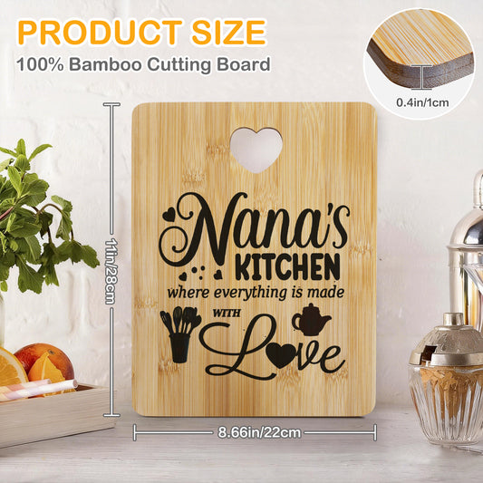 Nana's Kitchen Made with Love Custom Rectangle Bamboo Cutting Board (One Side Printing) | Ships from USA