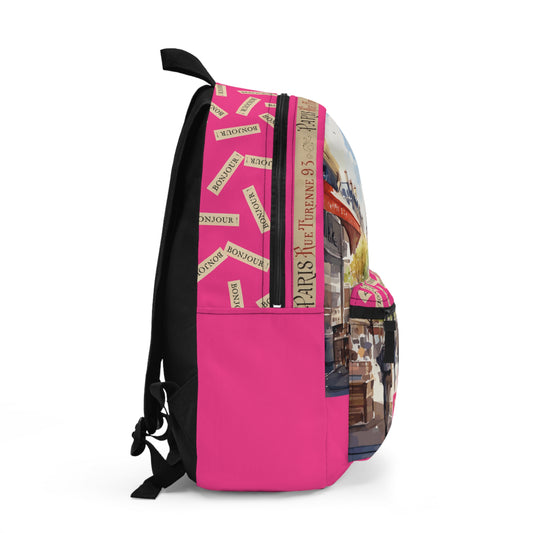 Parisian Street Art Backpack, Trendy School Bag, Eiffel Tower Backpack, Vibrant Paris Design Bookbag, Unique Gift for Teens
