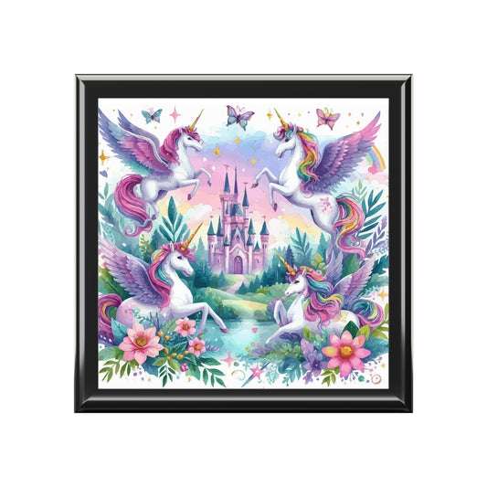 Joyero de unicornios voladores morados