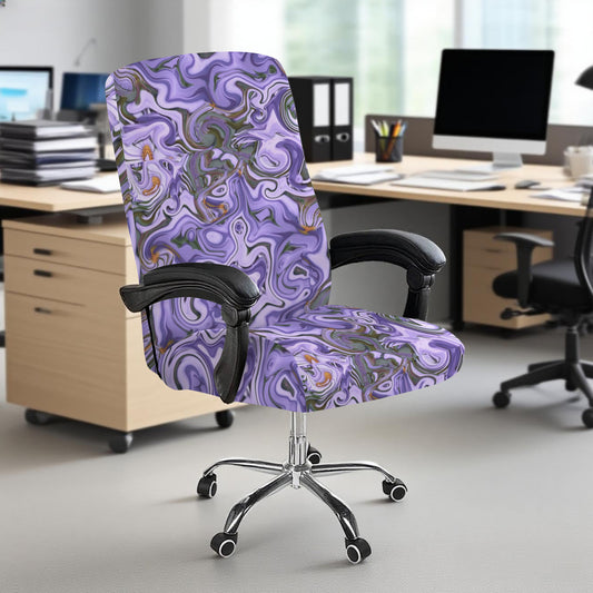 Purple and Grey Marble Office Chair Cover (Made in the USA)
