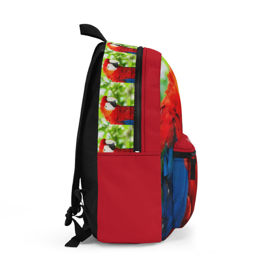 Personalized Backpack - Red Macaw Bird, Tropical Design, Nature Lover, School Bag, Travel Backpack, Outdoor Adventure