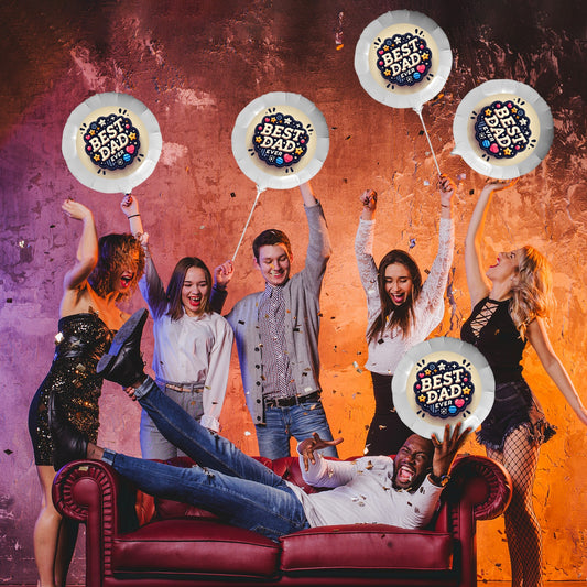 Best Dad Ever Circle 18-inch Custom Aluminum Foil Balloons - Pack of 5 (Made in USA)