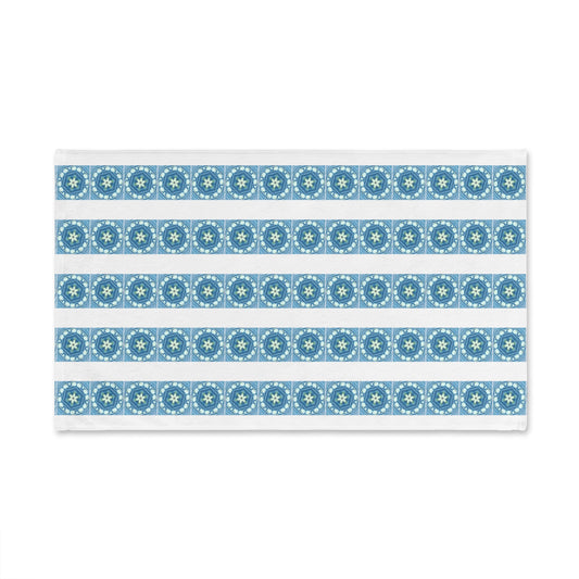 Toalla de Mano Diseño Floral Verde con Rayas Blancas