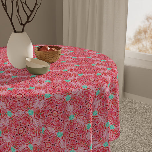 Pink and Green Floral Pattern Tablecloth - Shell Design Boutique