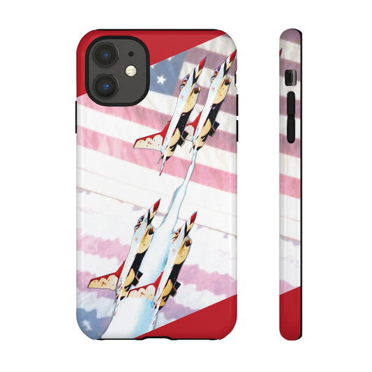 Funda para teléfono resistente roja del avión de combate de EE. UU.