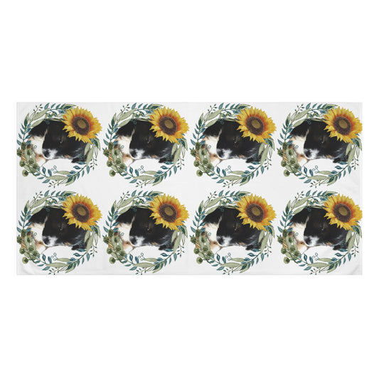 Toalla de baño de algodón y visón con un adorable cachorro negro y girasol