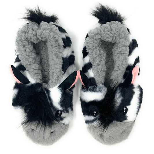 Pantuflas de peluche de cebra ZZ para niños