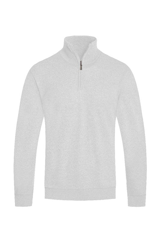 Men's Knit Quarter Zip Solid Color Sweater