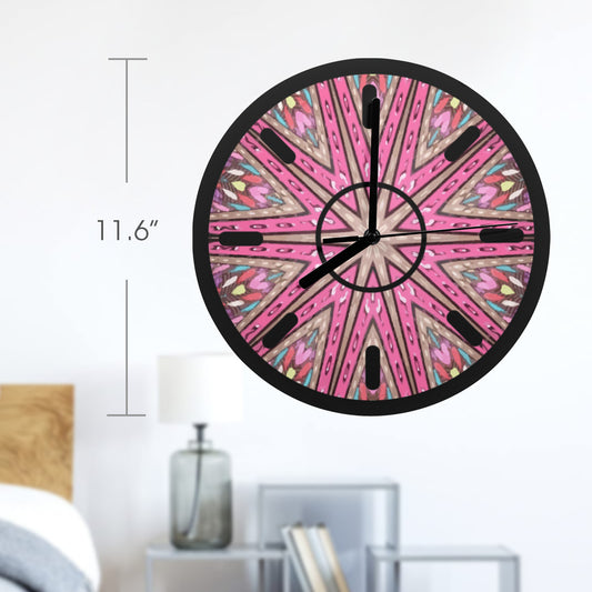 Reloj de pared con estrella rosa y detalles plateados (fabricado en EE. UU.)