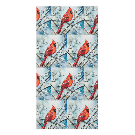 Red Bird in the Snow Mink-Cotton Bath Towel