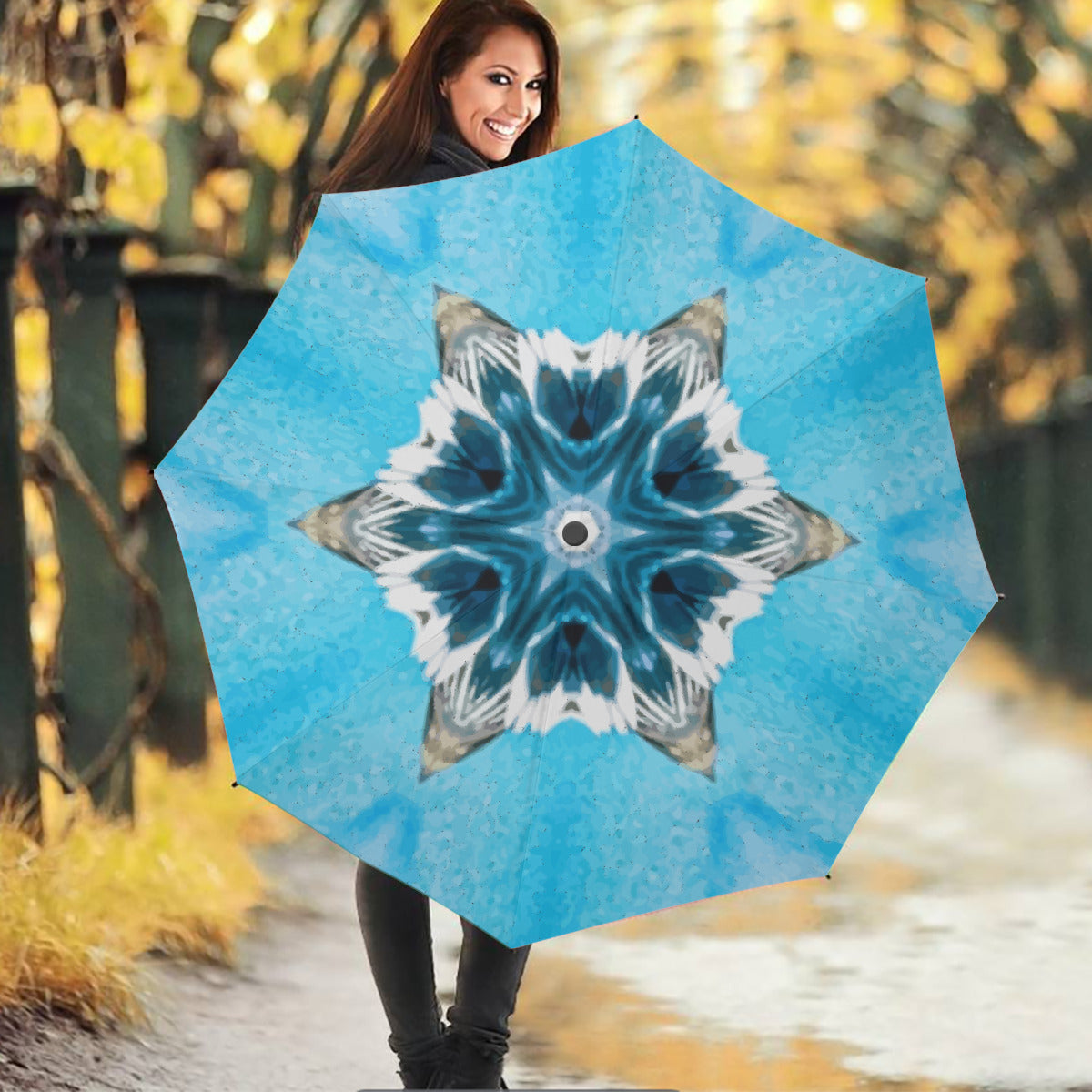 Blue Diamond Pattern Umbrella