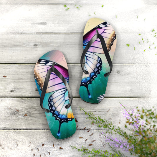 Beautiful Butterfly and Daisies Flip Flops for Women
