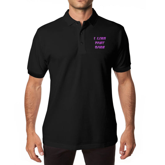 Men's I Like Fast Cars Front & Back Printing Black Polo Shirt