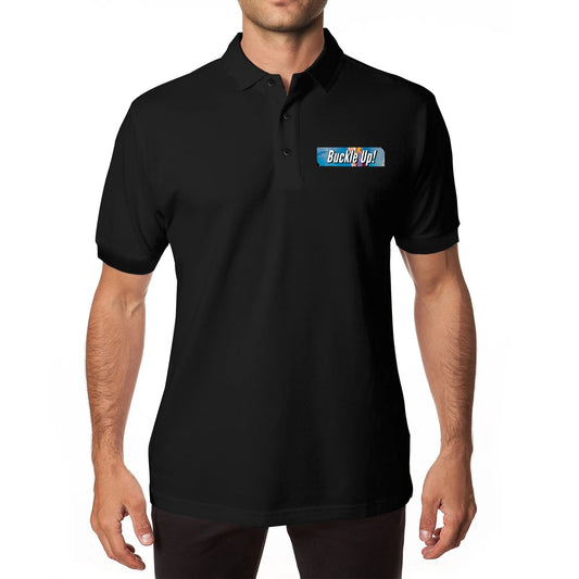 Buckle Up! 4-wheel Drive Double Sided Printing Black Polo Shirt