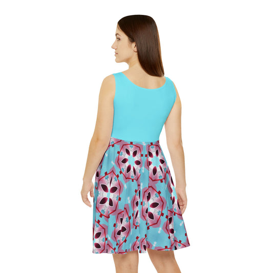 Women's Skater Dress with Pastel Print - Fun and Flirty Spring Fashion