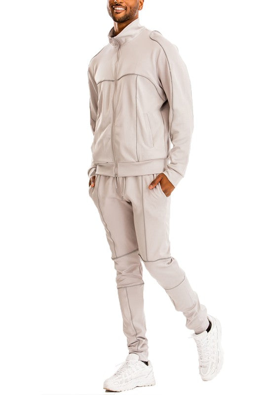 Men's Reflective Piping 2-piece Track Set Suit