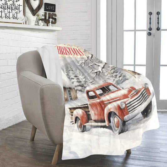Vintage Truck Christmas Ultra-Soft Micro Fleece Blanket (Made in USA)