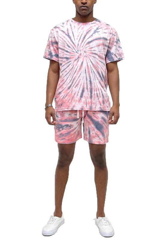 Men's Tye Dye Shirt and Shorts 2-piece Set