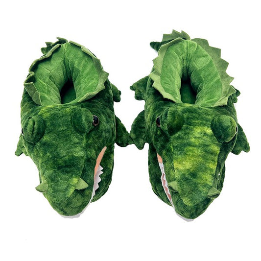 Pantuflas de peluche con forma de cocodrilo para niños