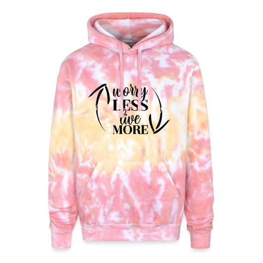 Worry Less Live More Adult Tie Dye Hoodie - funnel cake