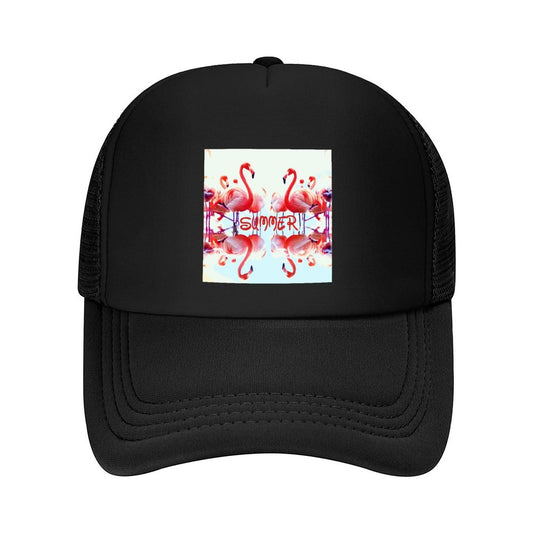 Pink Flamingos Summer Design Trucker Hat (Made in USA)