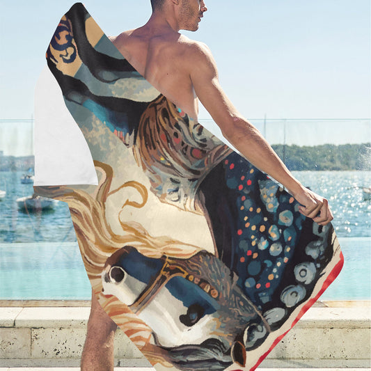 Toalla de playa con caballo enjoyado y crin larga - 76,2 x 152,4 cm (fabricada en EE. UU.)