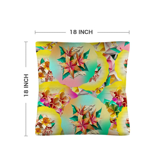 Circle Floral Pastel Pattern Custom Pillow Case 18x18inch (One Side with Different Printing)(Pack of 4) | Ships from USA