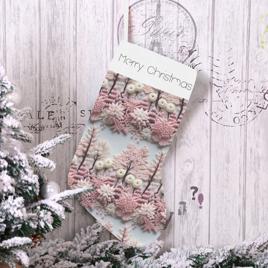 Pink Trees Merry Christmas Stocking (Made in USA)