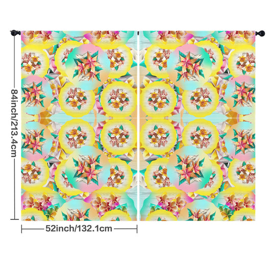 Circle Floral Pastel Pattern Floor-To-Ceiling Curtain 52x84inch | Ships from USA