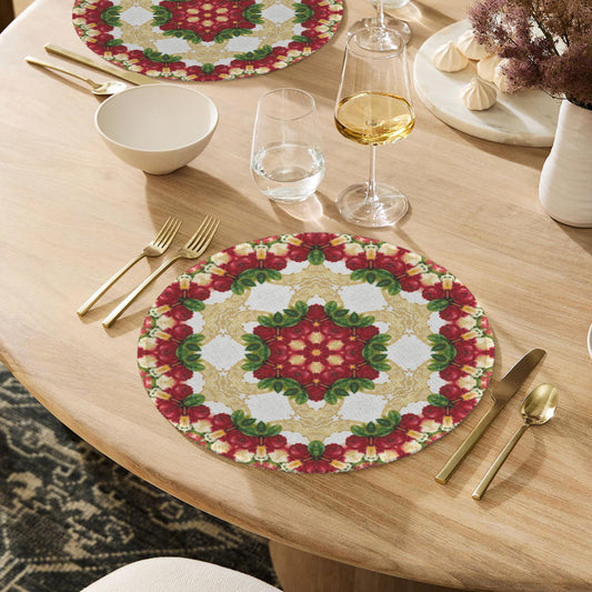 Christmas Floral Design Custom Round Placemat - 4 pack (Made in USA)