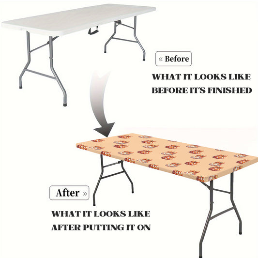 Fall Decorated Pumpkins Elastic Table Cover - 72" x 30" (Made in USA)