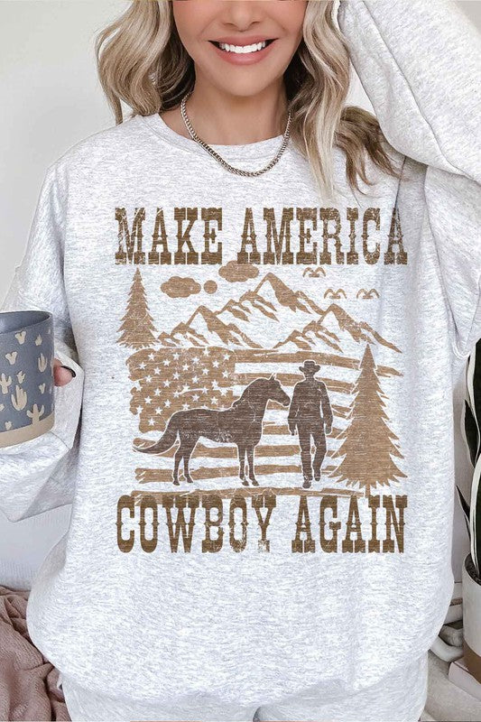 Sudadera extragrande Make America Cowboy Again para mujer