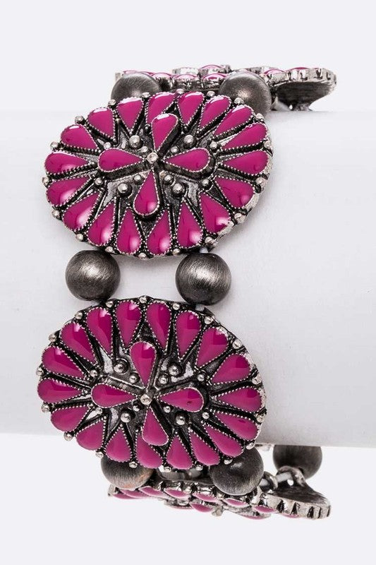 Genuine Stone Iconic Fuchsia Western Stretch Fit Bracelet