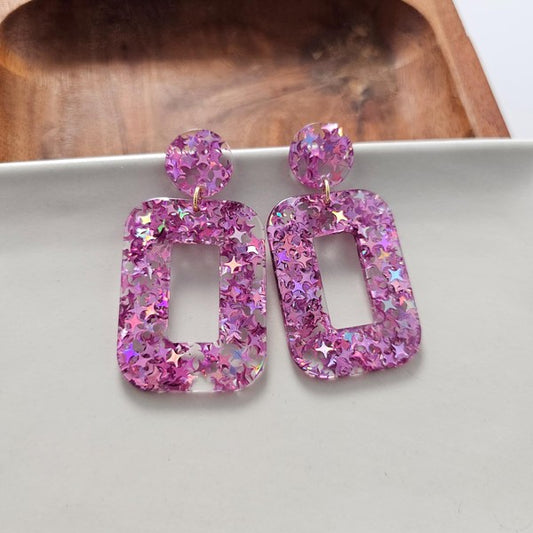 Women's Pink Glitter Margot Earrings