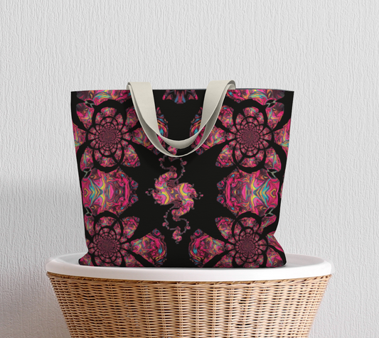 Pink Paisley Pattern Canvas Tote Bag