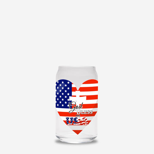 Good Bless the USA 16oz Glass Can-shaped Jar Drinkware