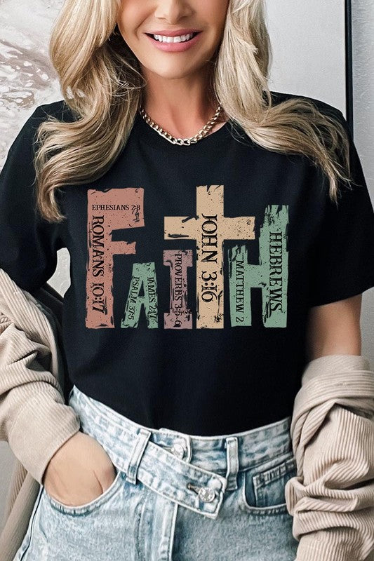 Women's FAITH with Scripture Graphic T-shirt
