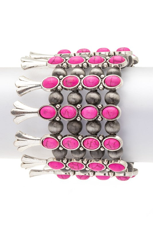 Pulsera elástica con piedras coloridas y estilo occidental