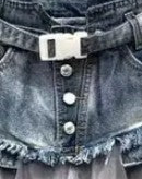 Women's Grey Denim and Tulle Tutu Skirt