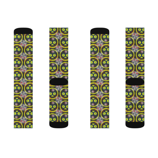Funky Yellow Skulls Sublimation Socks