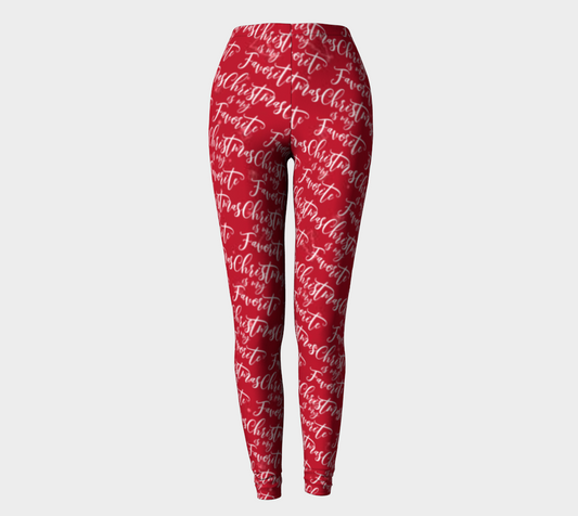 Christmas is My Favorite Time Red Printed Leggings
